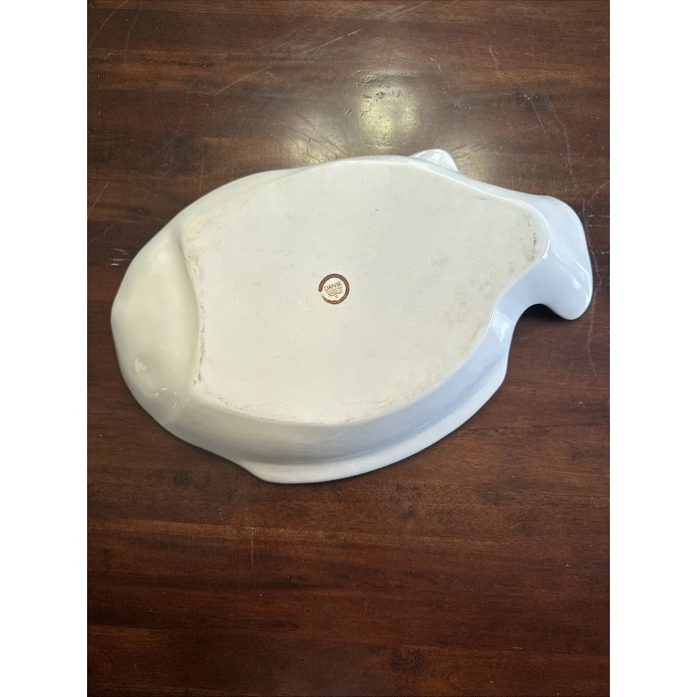Vintage 90s Dansk Arabesque Fish Large Serving Platter Seafood Blue & White